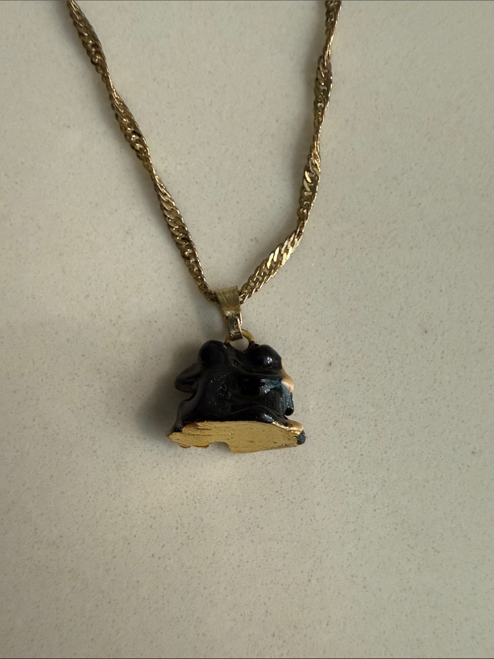 Gold-Tone Three Monkey Pendant Necklace with Austrian Crystals - Picture 3 of 4